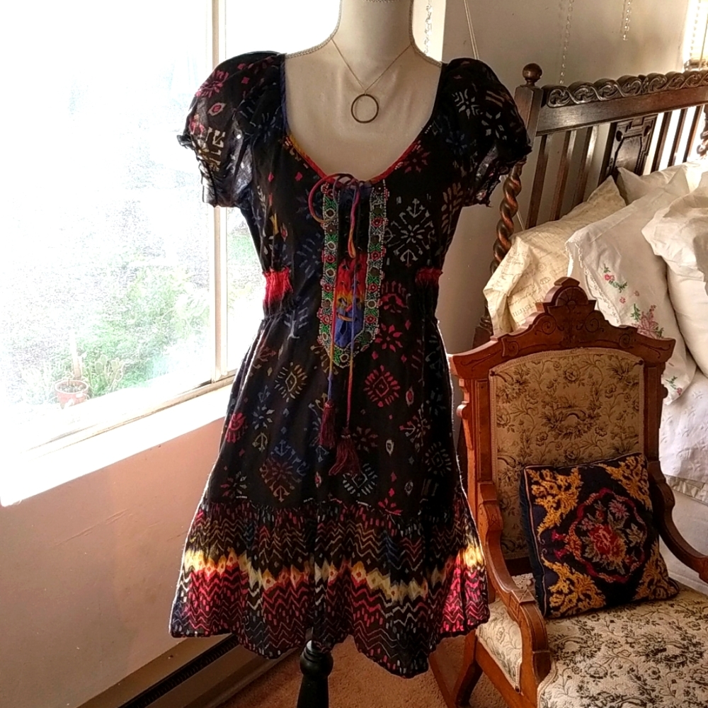 Boho embroidered dress L